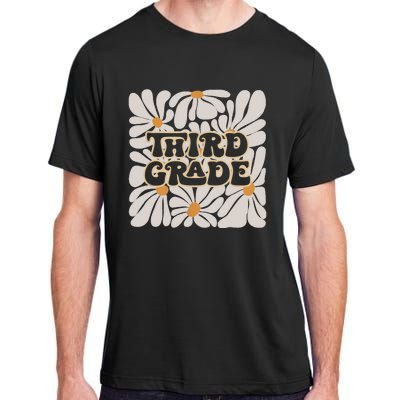 Retro Flower Power Squared Third 3rd Grade Back To School Adult ChromaSoft Performance T-Shirt