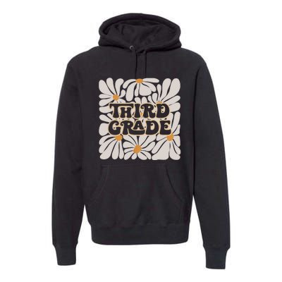 Retro Flower Power Squared Third 3rd Grade Back To School Premium Hoodie