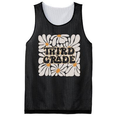 Retro Flower Power Squared Third 3rd Grade Back To School Mesh Reversible Basketball Jersey Tank