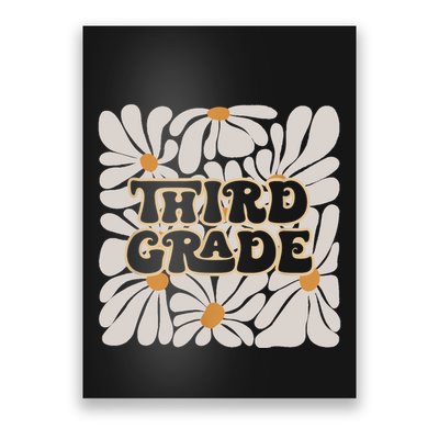 Retro Flower Power Squared Third 3rd Grade Back To School Poster
