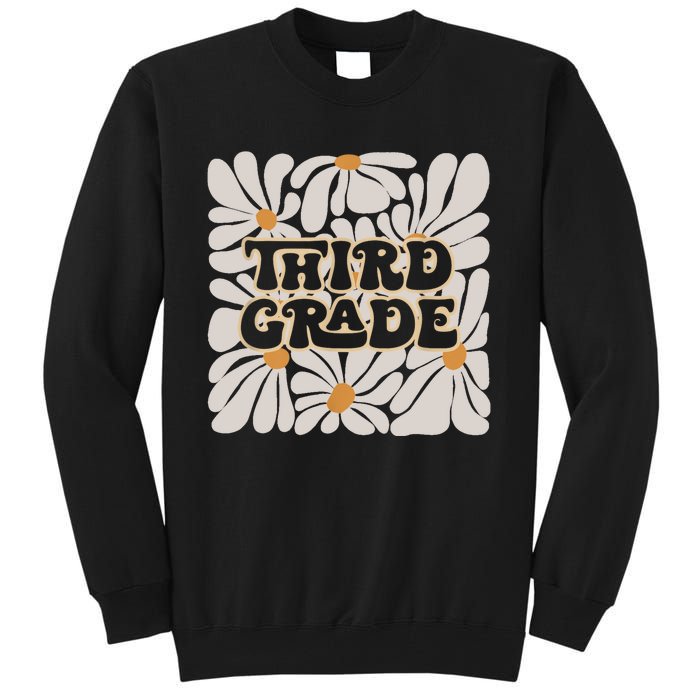 Retro Flower Power Squared Third 3rd Grade Back To School Tall Sweatshirt