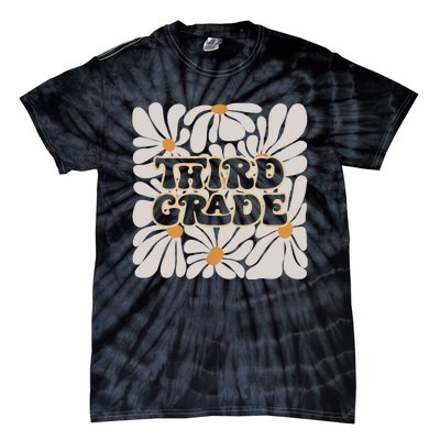 Retro Flower Power Squared Third 3rd Grade Back To School Tie-Dye T-Shirt