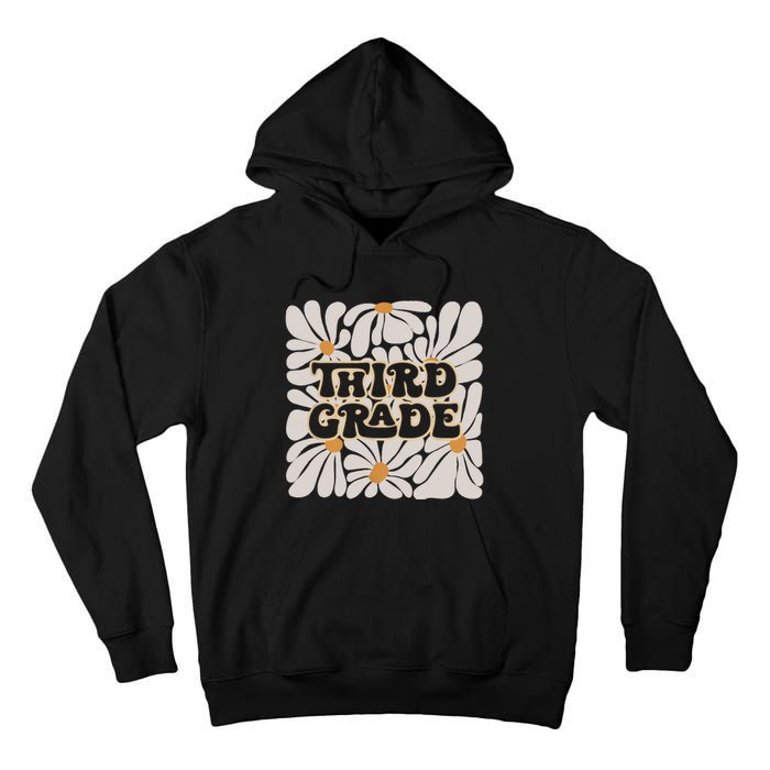 Retro Flower Power Squared Third 3rd Grade Back To School Tall Hoodie