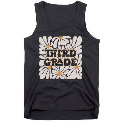 Retro Flower Power Squared Third 3rd Grade Back To School Tank Top