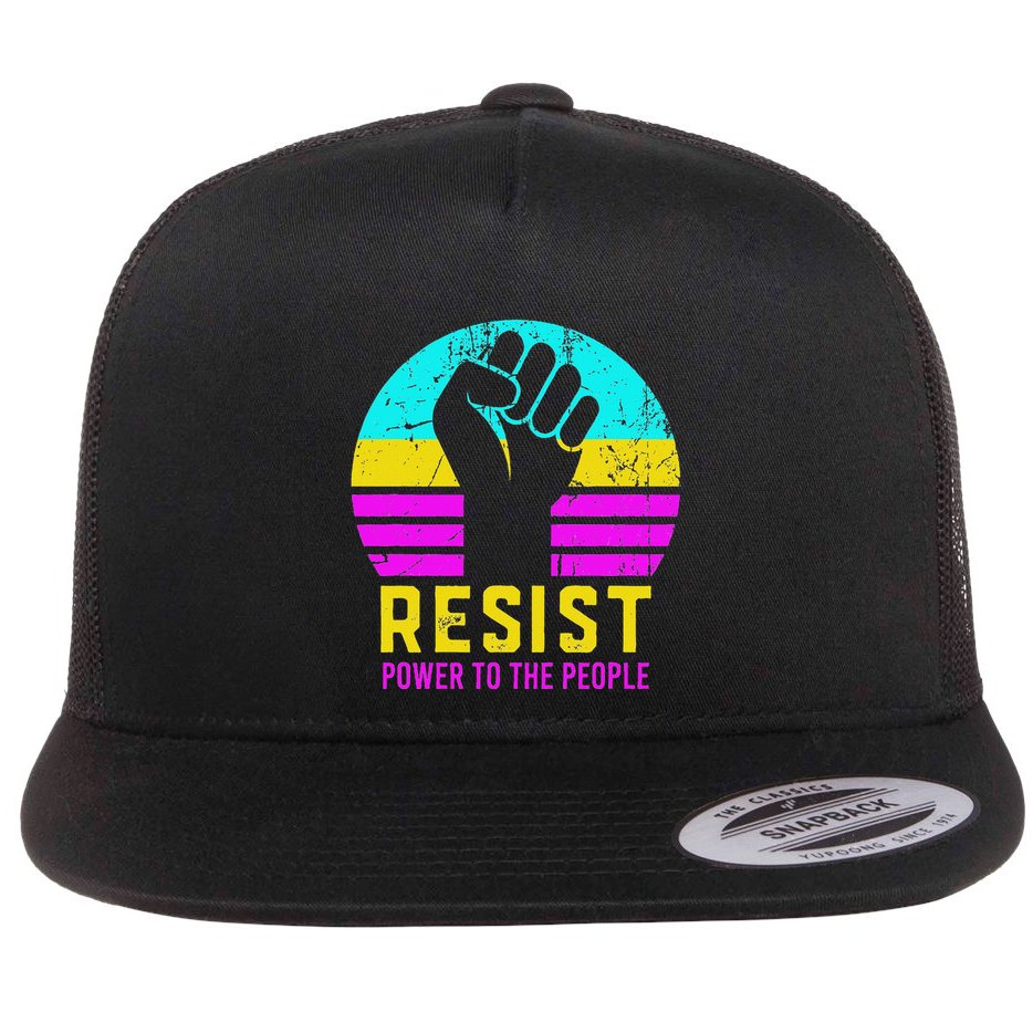 Resist Fascism Power To The People Flat Bill Trucker Hat