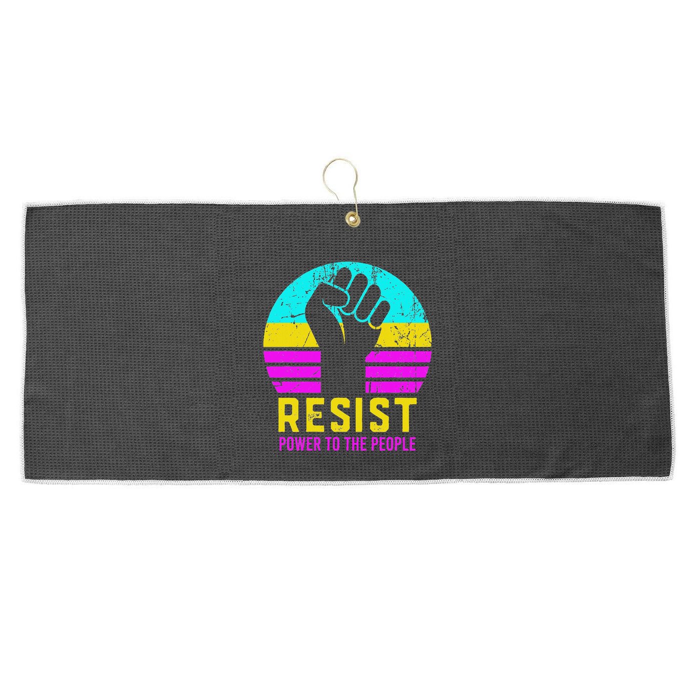 Resist Fascism Power To The People Large Microfiber Waffle Golf Towel
