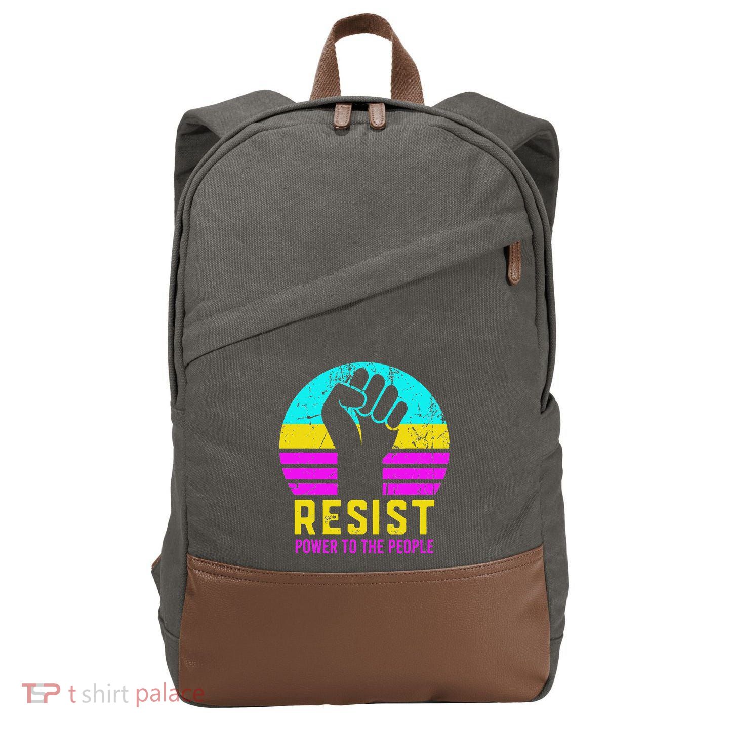 Resist Fascism Power To The People Cotton Canvas Backpack