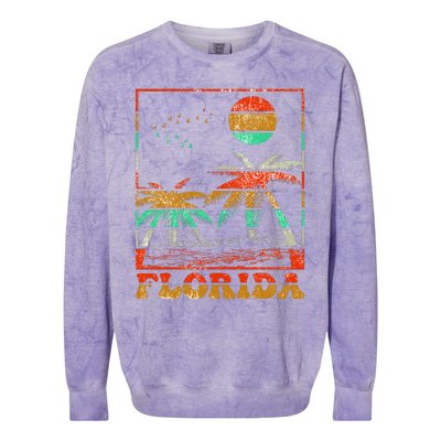 Retro Florida Palm Trees Colorblast Crewneck Sweatshirt