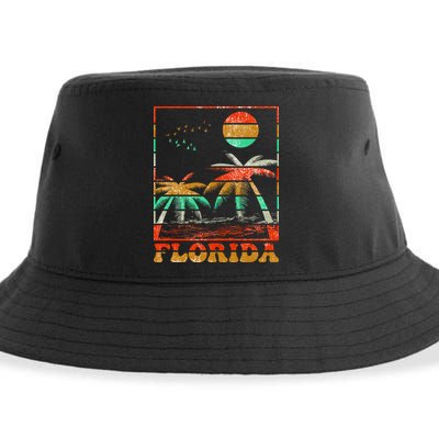 Retro Florida Palm Trees Sustainable Bucket Hat