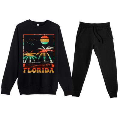 Retro Florida Palm Trees Premium Crewneck Sweatsuit Set