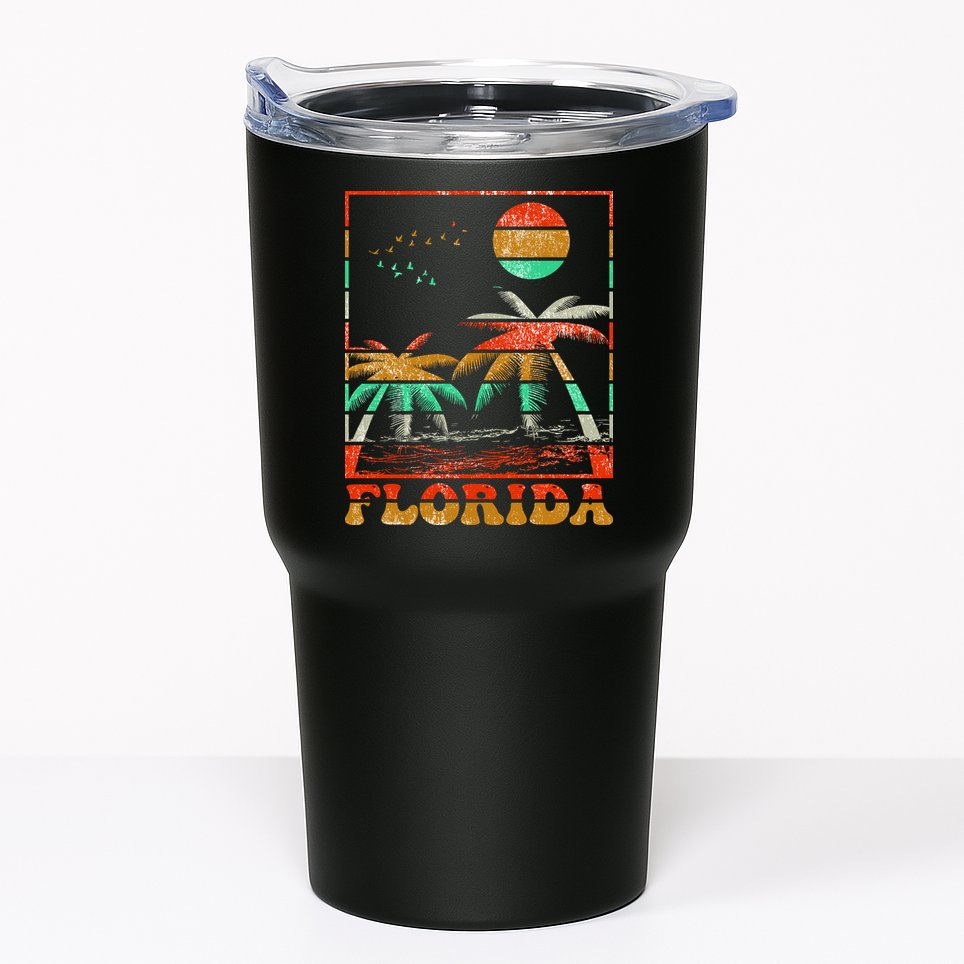 Retro Florida Palm Trees Tumbler