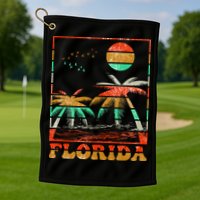 Retro Florida Palm Trees Golf Towel