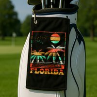 Retro Florida Palm Trees Golf Towel