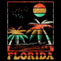 Retro Florida Palm Trees Cropped Pullover Crew