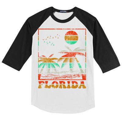 Retro Florida Palm Trees Kids Colorblock Raglan Jersey