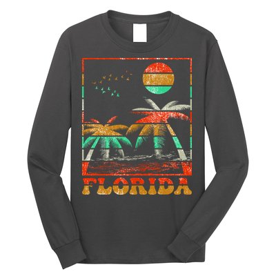 Retro Florida Palm Trees Long Sleeve Shirt