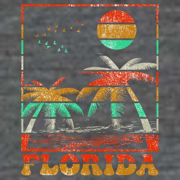 Retro Florida Palm Trees Long Sleeve Shirt
