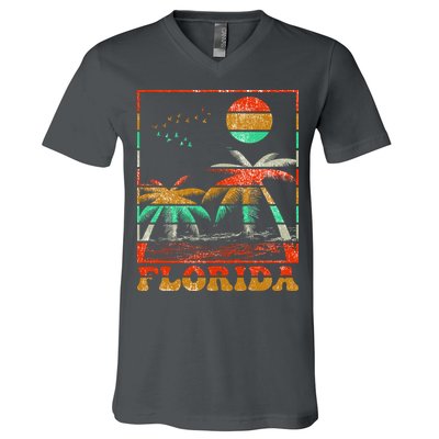 Retro Florida Palm Trees V-Neck T-Shirt