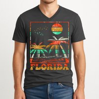 Retro Florida Palm Trees V-Neck T-Shirt