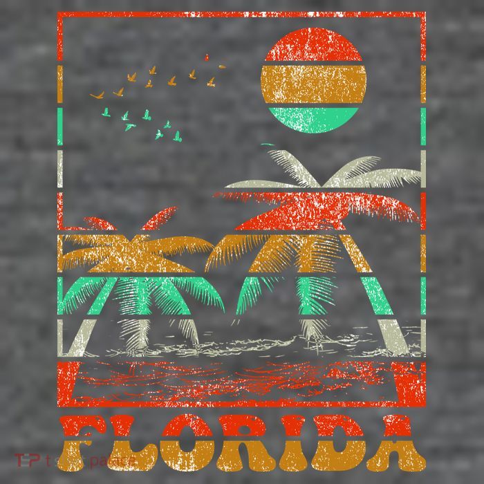 Retro Florida Palm Trees Button