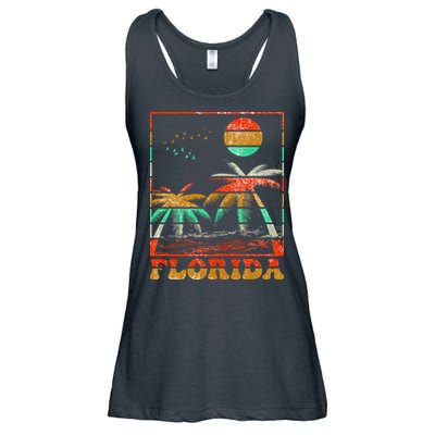 Retro Florida Palm Trees Ladies Essential Flowy Tank
