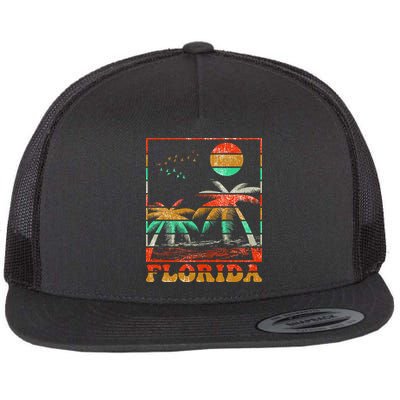 Retro Florida Palm Trees Flatbill Hat