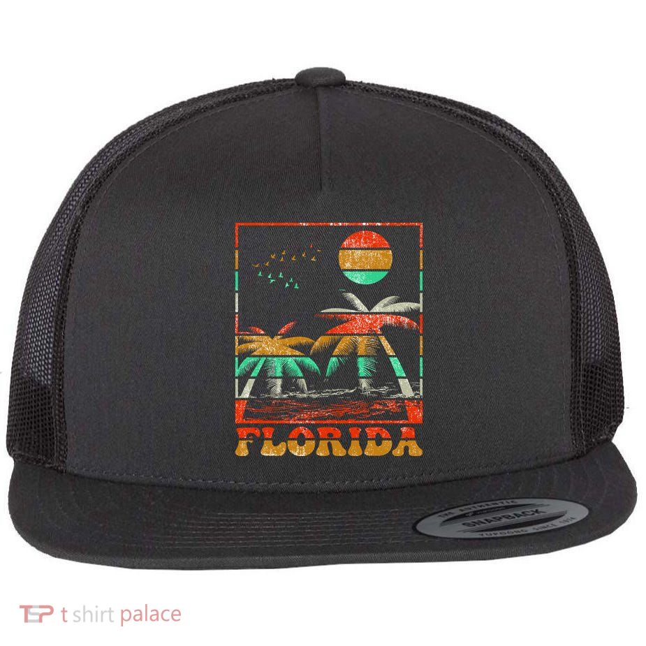 Retro Florida Palm Trees Flatbill Hat