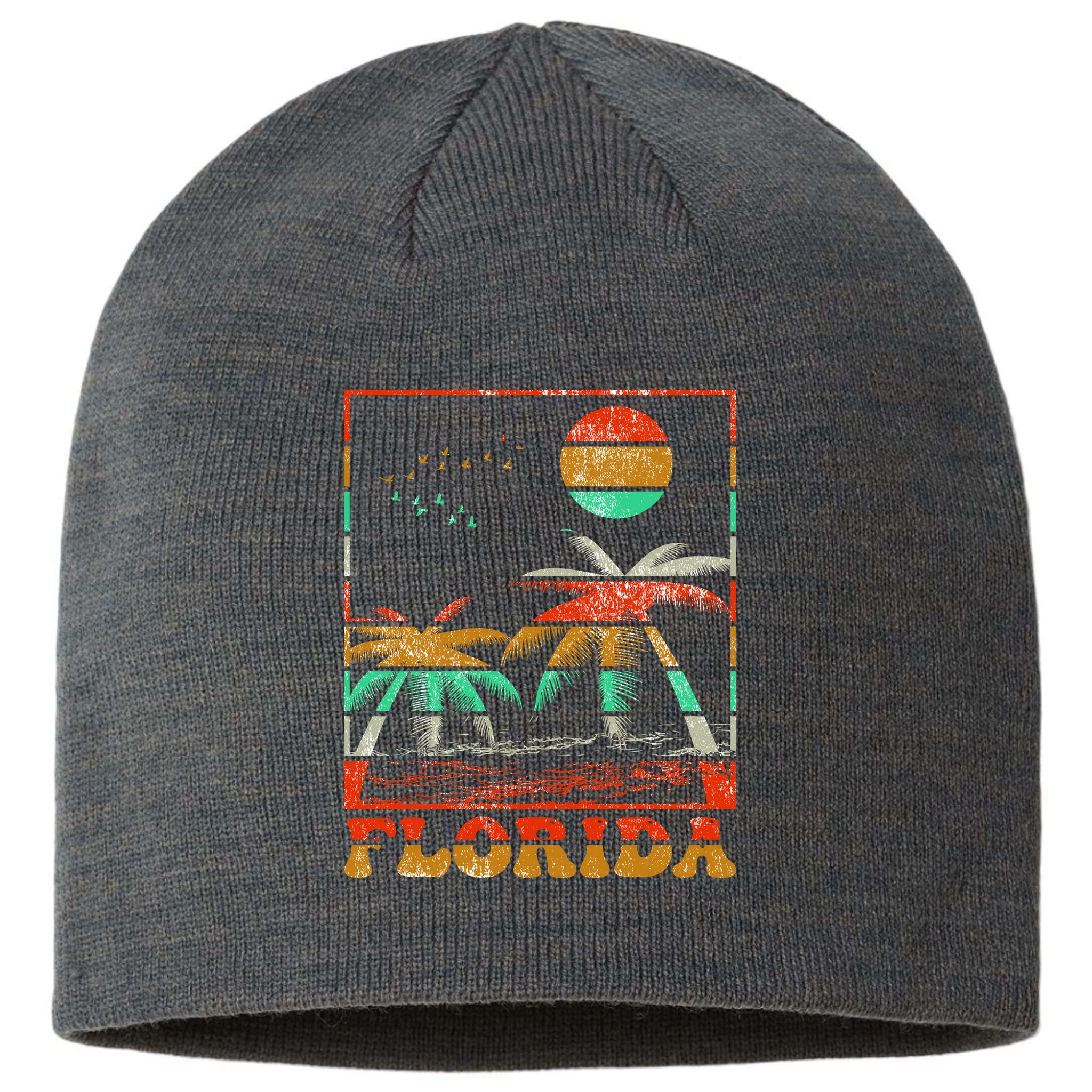 Retro Florida Palm Trees Sustainable Beanie