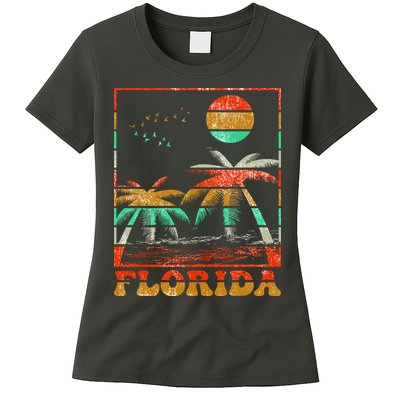Retro Florida Palm Trees Womens T-Shirt