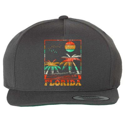 Retro Florida Palm Trees Wool Snapback Cap