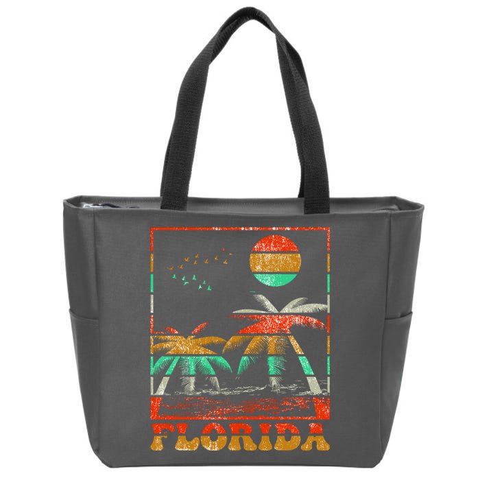 Retro Florida Palm Trees Zip Tote Bag