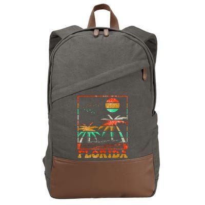 Retro Florida Palm Trees Cotton Canvas Backpack