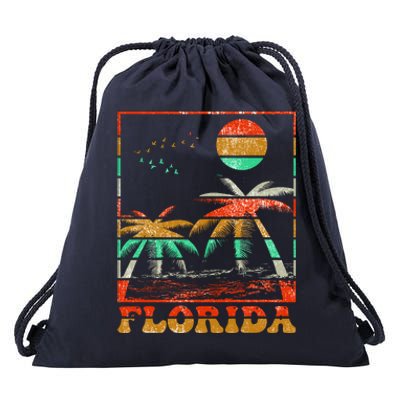 Retro Florida Palm Trees Drawstring Bag