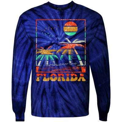 Retro Florida Palm Trees Tie-Dye Long Sleeve Shirt