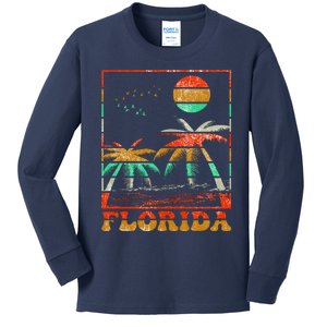 Retro Florida Palm Trees Kids Long Sleeve Shirt