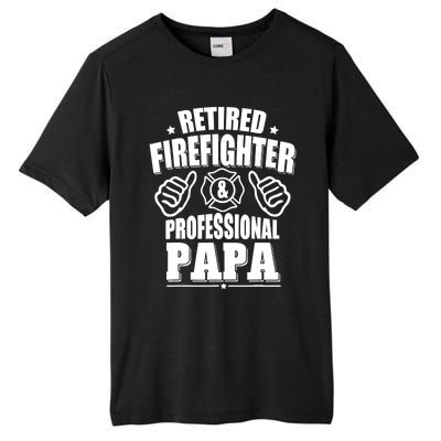 Retired Firefighter & Papa Retirement Gift Tall Fusion ChromaSoft Performance T-Shirt