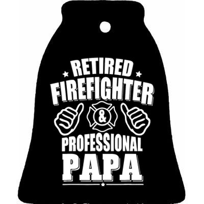 Retired Firefighter & Papa Retirement Gift Ceramic Bell Ornament