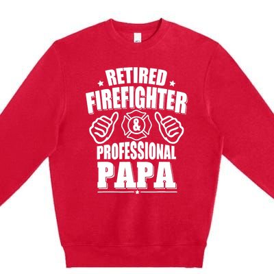 Retired Firefighter & Papa Retirement Gift Premium Crewneck Sweatshirt