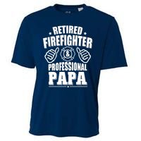 Retired Firefighter & Papa Retirement Gift Cooling Performance Crew T-Shirt