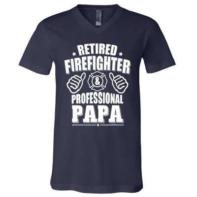 Retired Firefighter & Papa Retirement Gift V-Neck T-Shirt