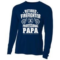 Retired Firefighter & Papa Retirement Gift Cooling Performance Long Sleeve Crew