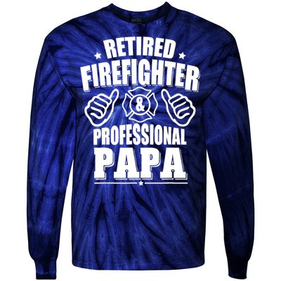 Retired Firefighter & Papa Retirement Gift Tie-Dye Long Sleeve Shirt