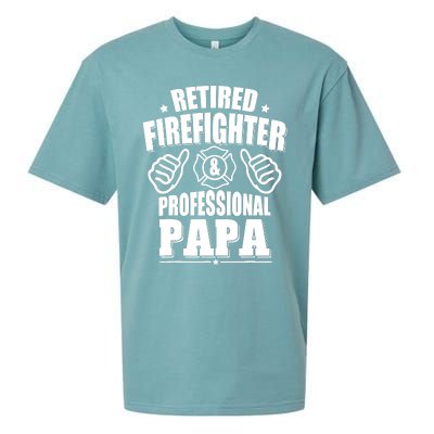 Retired Firefighter & Papa Retirement Gift Sueded Cloud Jersey T-Shirt