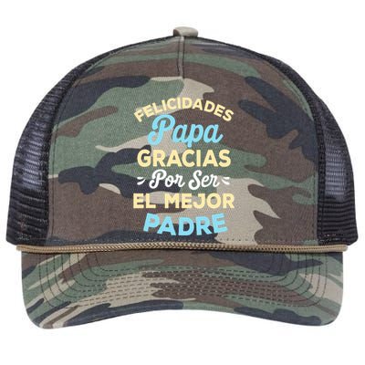 Retro Felicidades Papa Gracias Por Ser El Mejor Padre Retro Rope Trucker Hat Cap