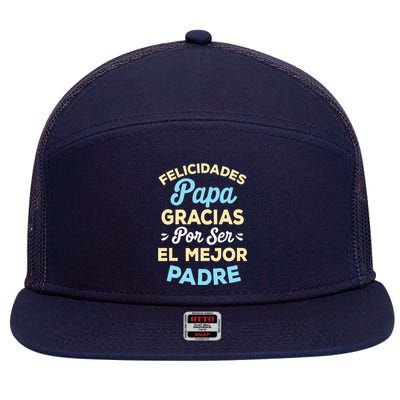 Retro Felicidades Papa Gracias Por Ser El Mejor Padre 7 Panel Mesh Trucker Snapback Hat