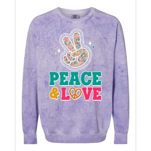 Retro Flower Power Peace And Love Colorblast Crewneck Sweatshirt