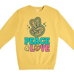 Retro Flower Power Peace And Love Premium Crewneck Sweatshirt