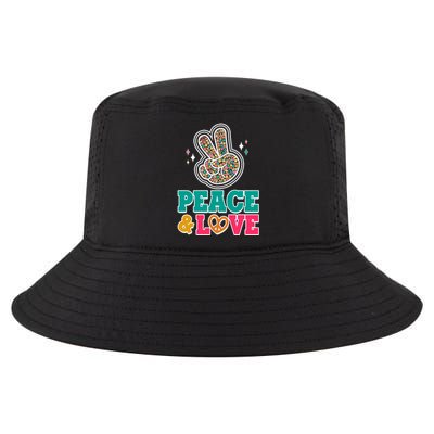 Retro Flower Power Peace And Love Cool Comfort Performance Bucket Hat