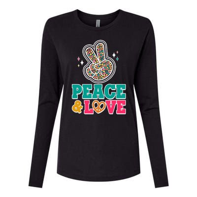 Retro Flower Power Peace And Love Womens Cotton Relaxed Long Sleeve T-Shirt