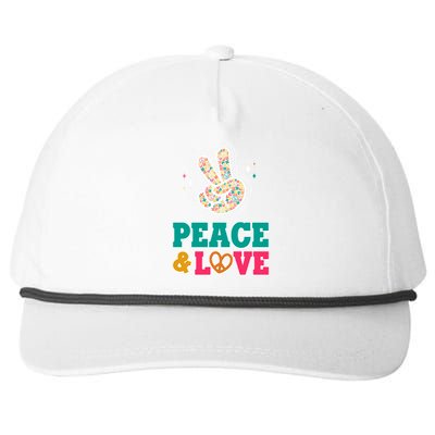 Retro Flower Power Peace And Love Snapback Five-Panel Rope Hat